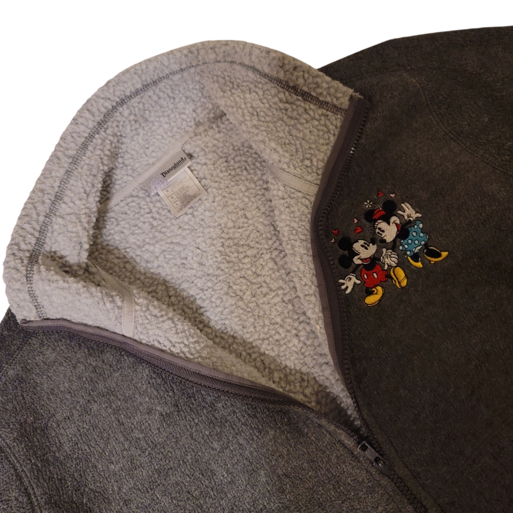 DISNEYLAND RESORT Womens Gray Fleece Jacket with Embroidered Characters SIZE (L) - Picture 5 of 8